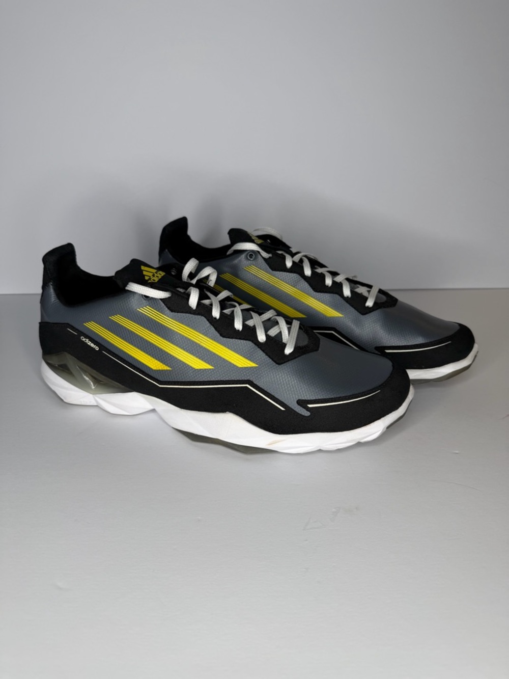 Adidas Adizero Size 14 Men’s Running Shoes Lightweight Gray Yellow Sneakers